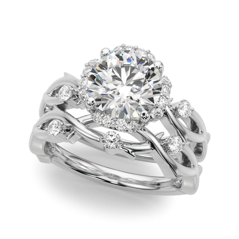 Tara Round Twisted Shank Halo Engagement Ring