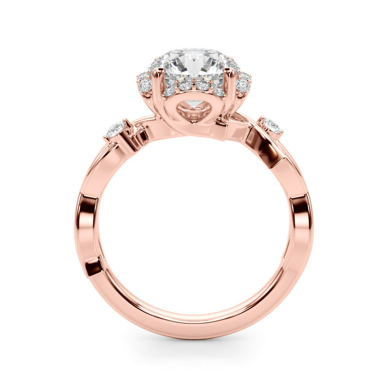 Tara Round Twisted Shank Halo Engagement Ring