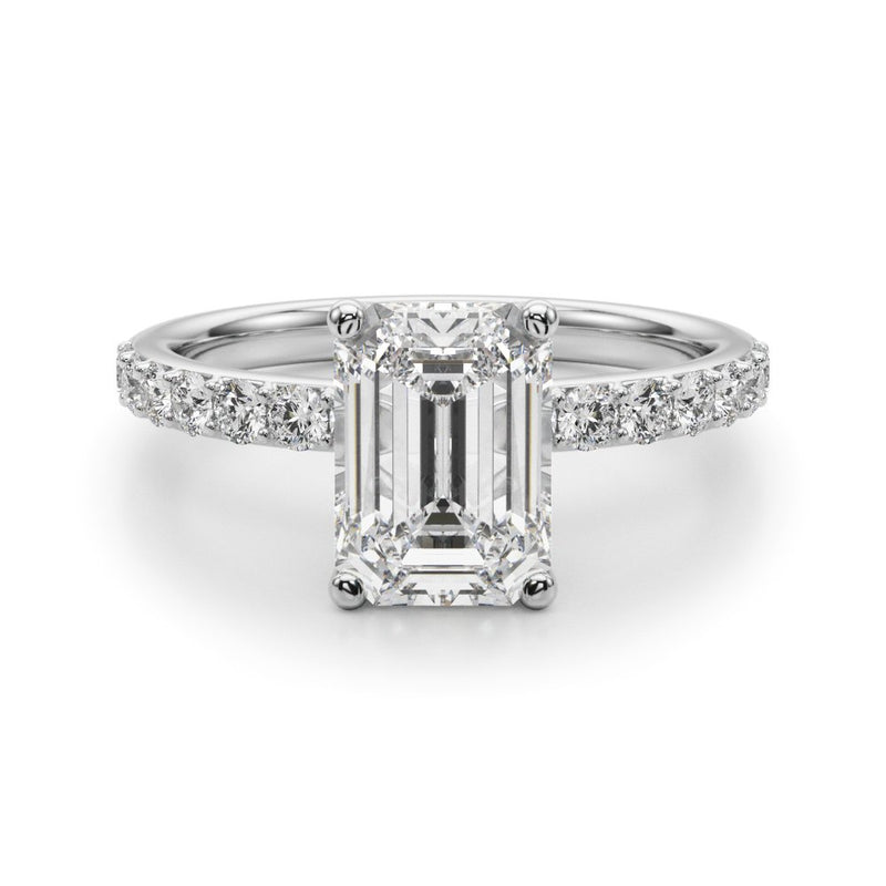 Stella Emerald Cut Hidden Halo Engagement Ring