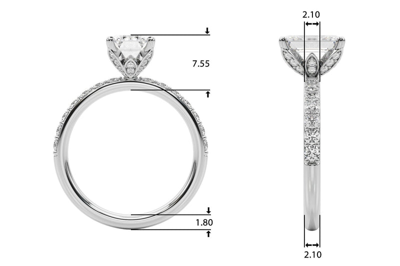 Stella Emerald Cut Hidden Halo Engagement Ring
