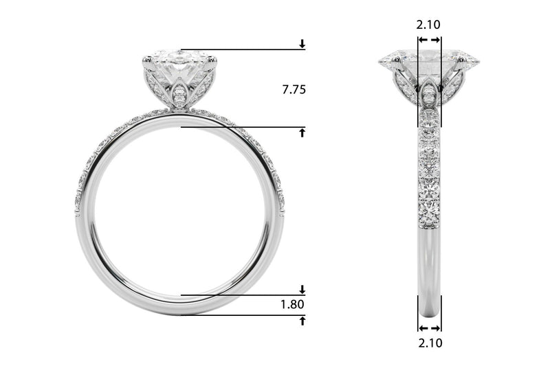 Adriana Oval Single Row Engagement Ring