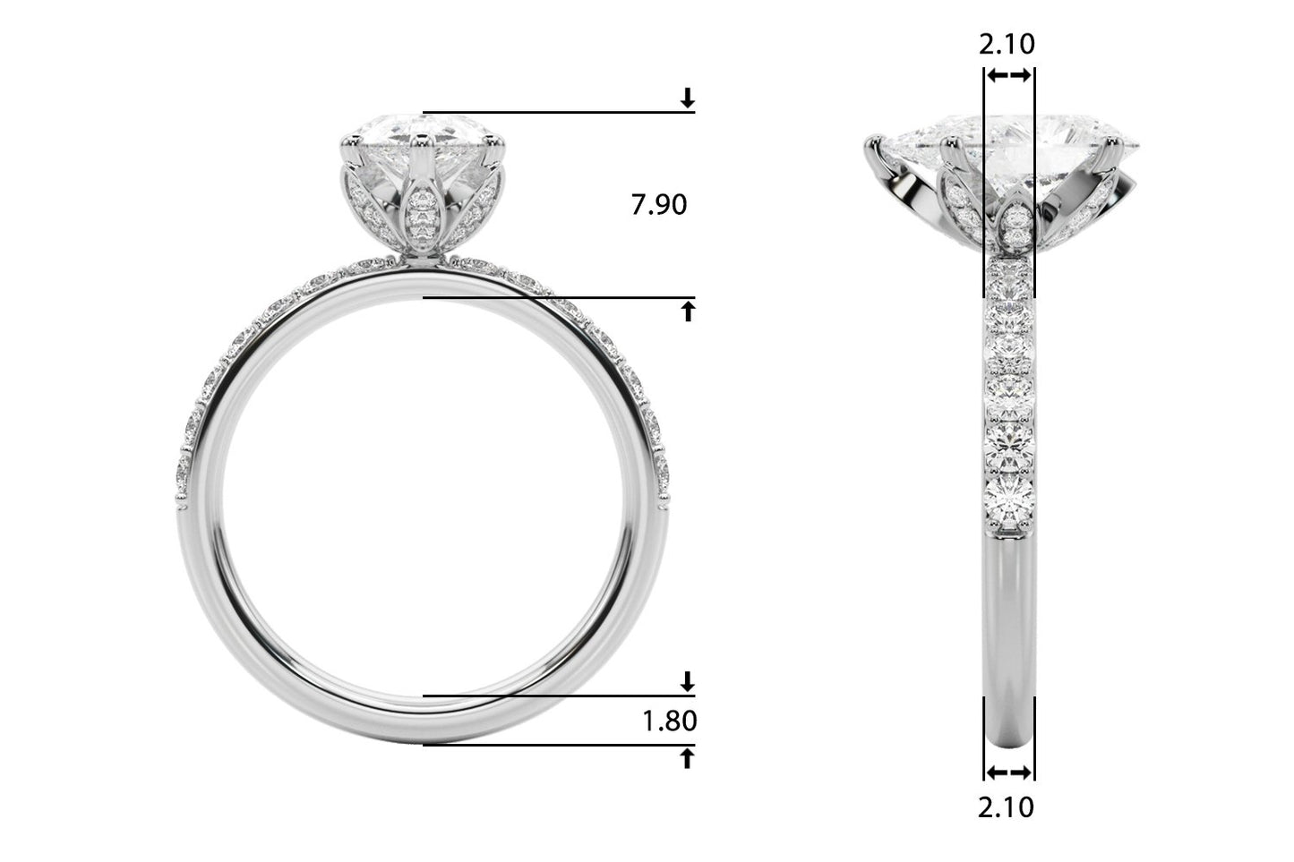 Beatrice Pear Hidden Halo Engagement Ring