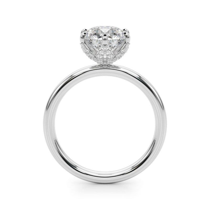 Ruby Round Hidden Halo Engagement Ring