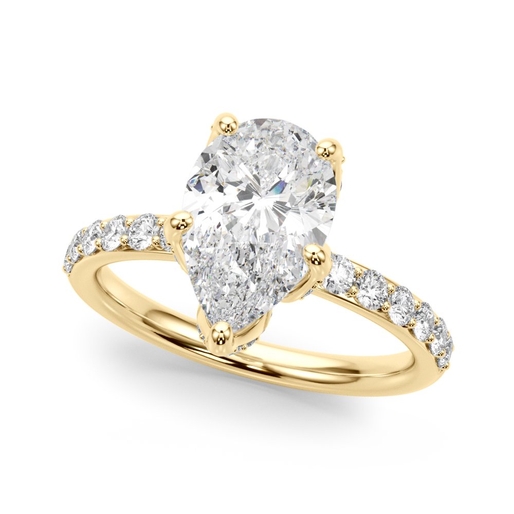 Olive Pear Hidden Halo Engagement Ring