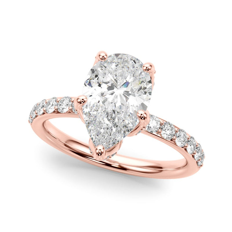 Olive Pear Hidden Halo Engagement Ring