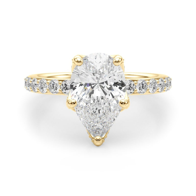 Olive Pear Hidden Halo Engagement Ring
