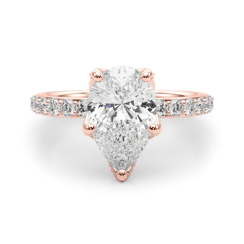 Olive Pear Hidden Halo Engagement Ring