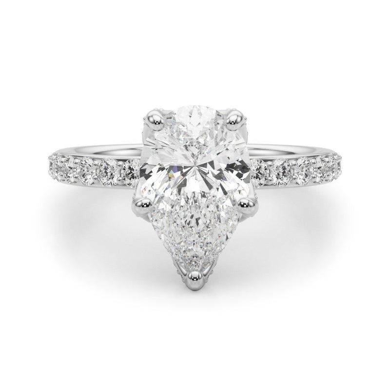 Olive Pear Hidden Halo Engagement Ring