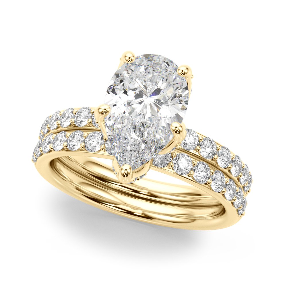 Olive Pear Hidden Halo Engagement Ring