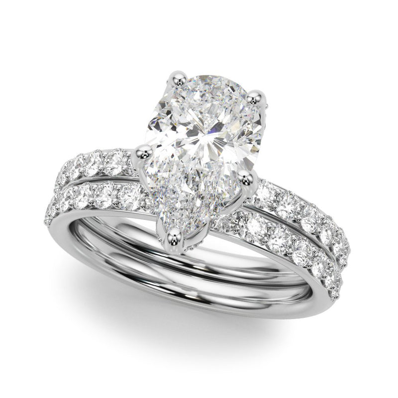 Olive Pear Hidden Halo Engagement Ring