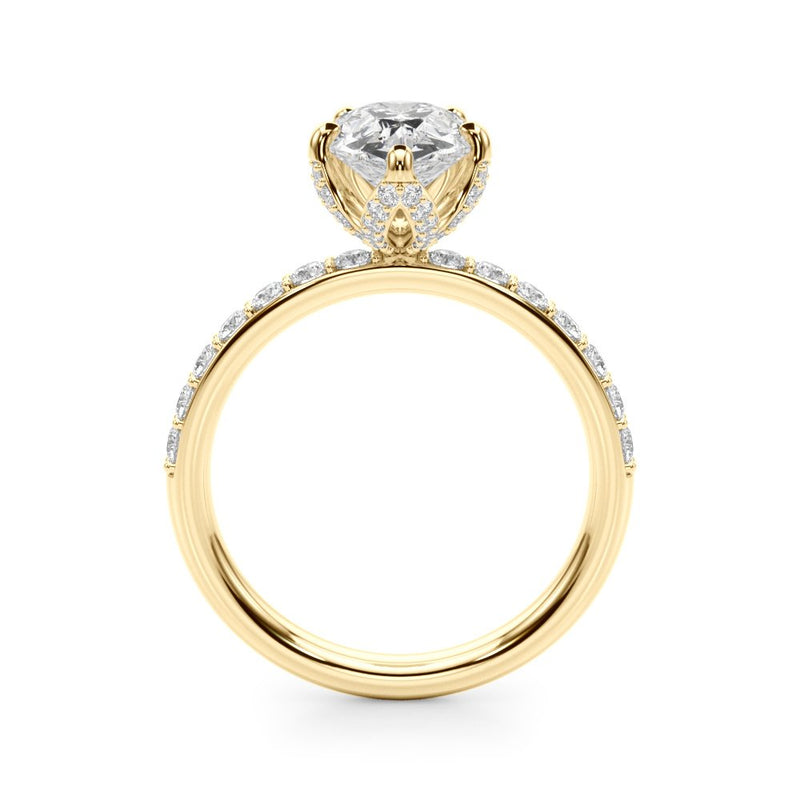 Olive Pear Hidden Halo Engagement Ring