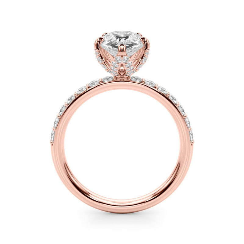 Olive Pear Hidden Halo Engagement Ring