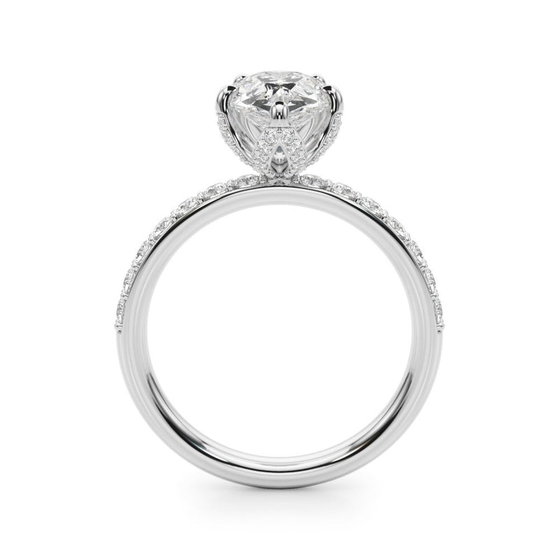 Olive Pear Hidden Halo Engagement Ring