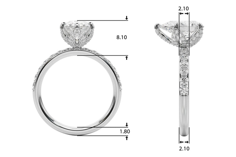 Olive Pear Hidden Halo Engagement Ring