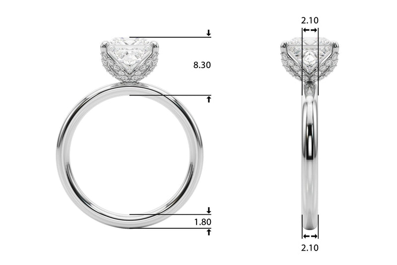 Olga Princess Cut Hidden Halo Engagement Ring