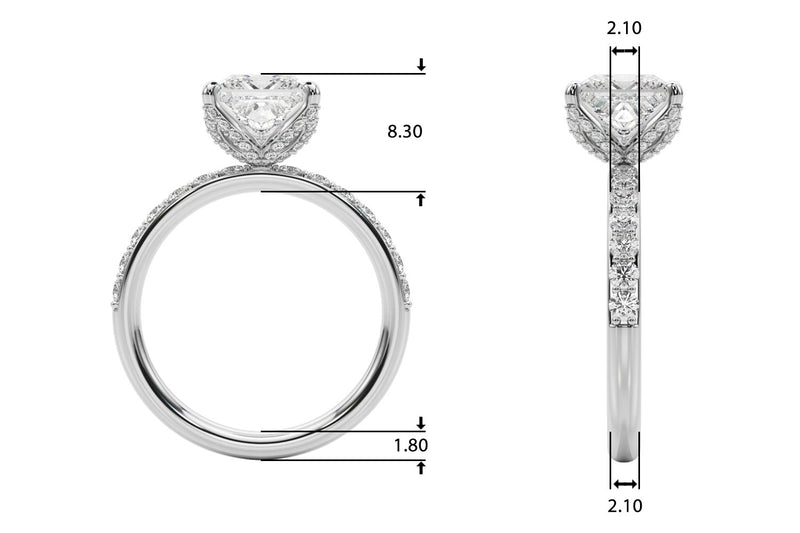 Nella Princess Cut Hidden Halo Engagement Ring