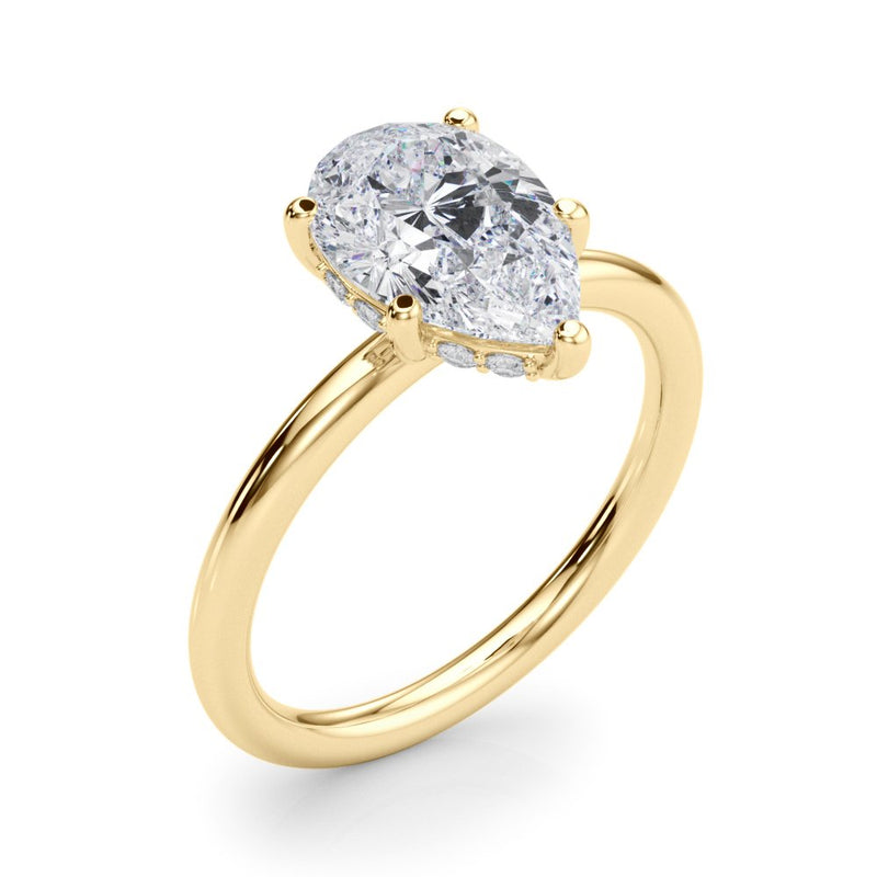 Naomi Pear Hidden Halo Engagement Ring