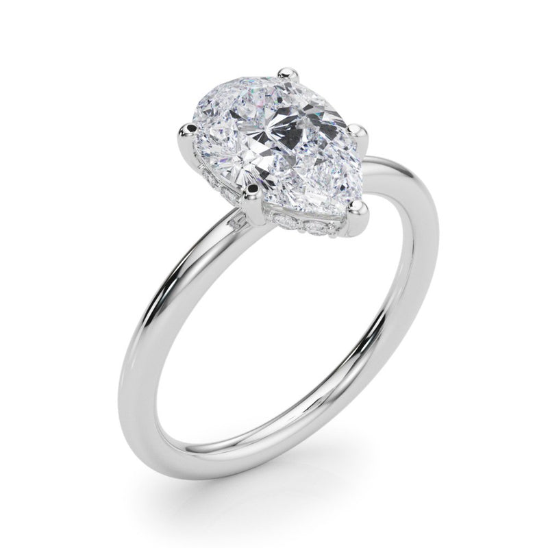 Naomi Pear Hidden Halo Engagement Ring