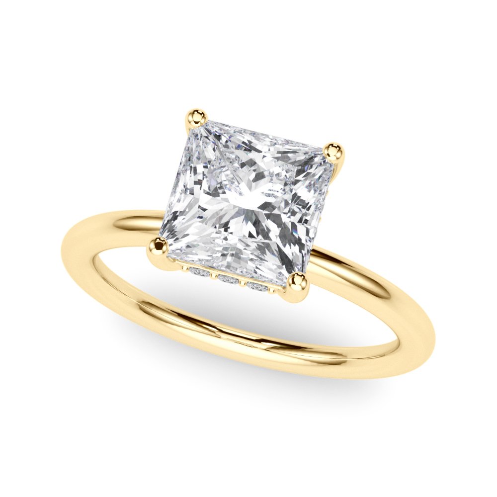 Nadia Princess Cut Hidden Halo Engagement Ring