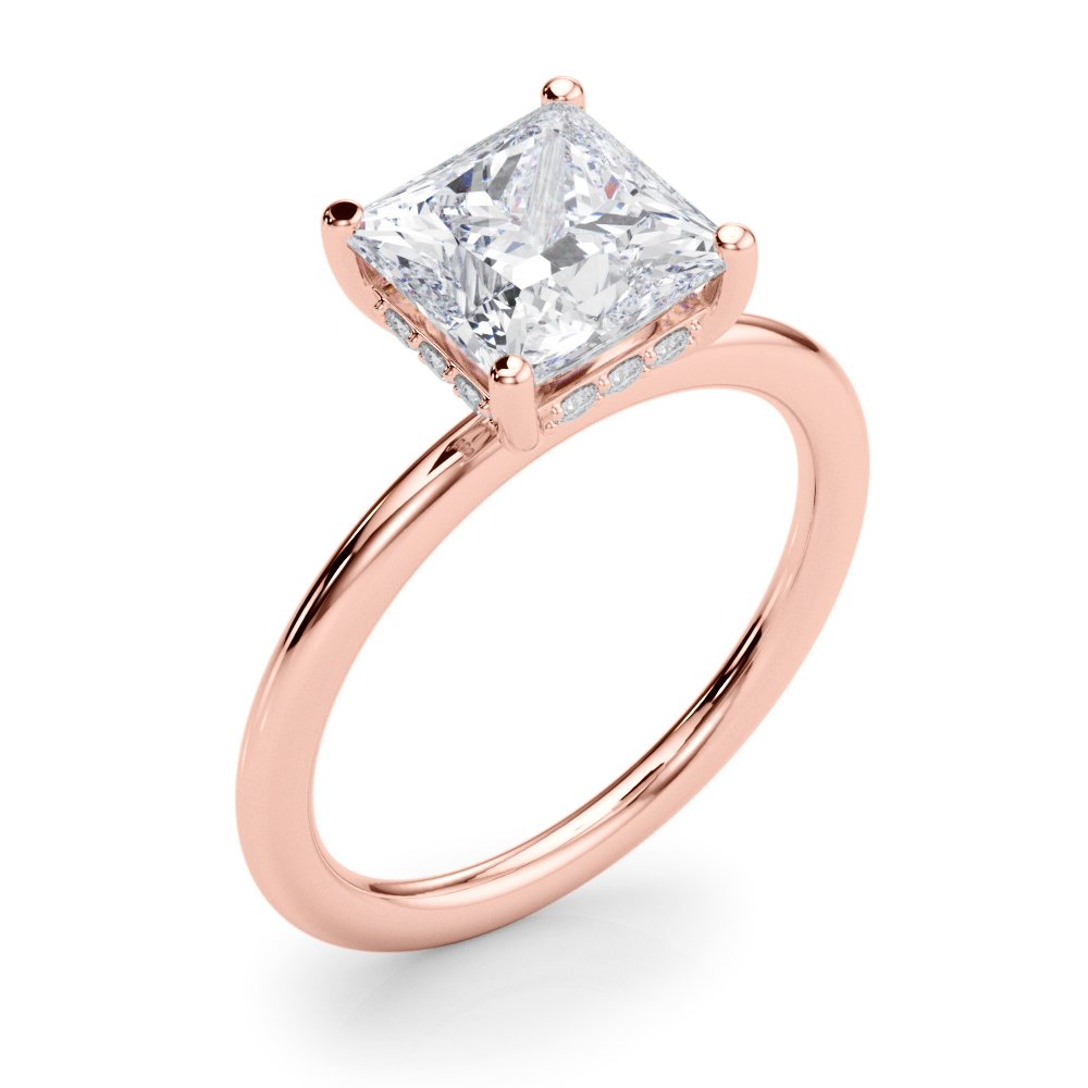 Nadia Princess Cut Hidden Halo Engagement Ring