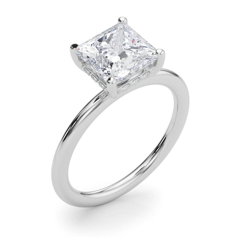 Mona Princess Cut Hidden Halo Engagement Ring