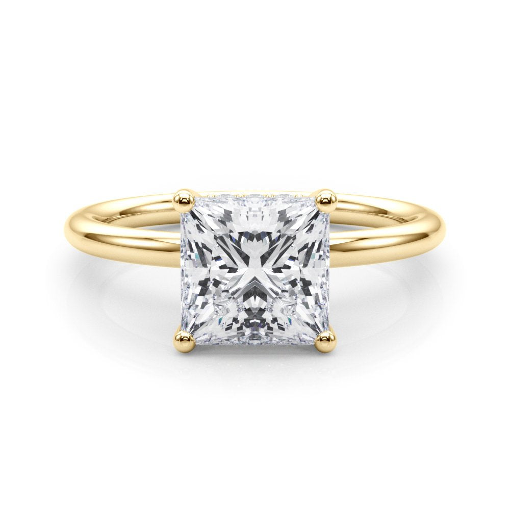 Mona Princess Cut Hidden Halo Engagement Ring