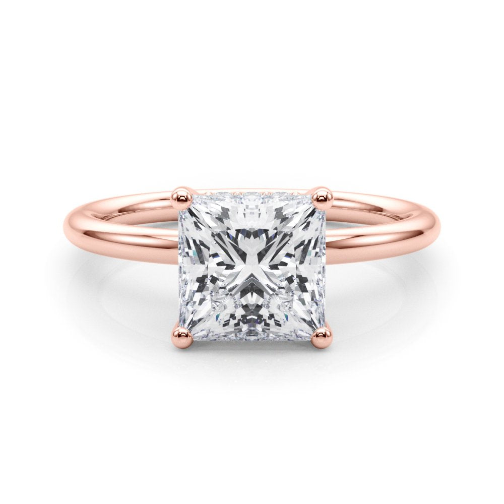 Mona Princess Cut Hidden Halo Engagement Ring