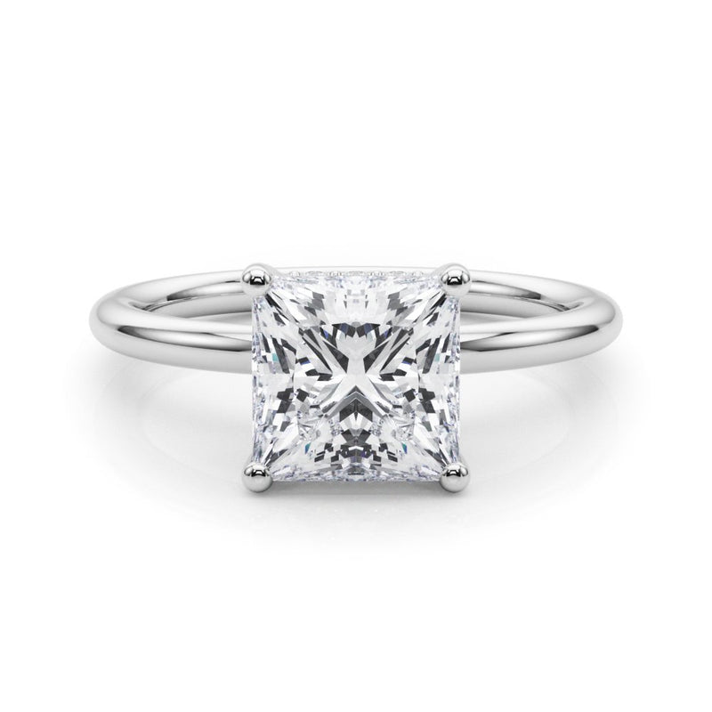 Mona Princess Cut Hidden Halo Engagement Ring
