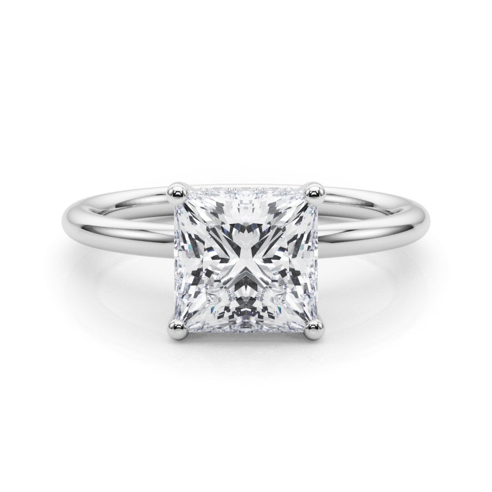 Nadia Princess Cut Hidden Halo Engagement Ring