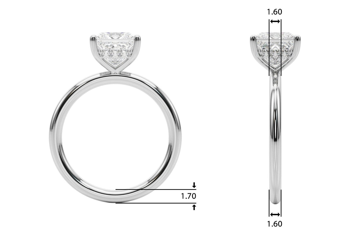 Nadia Princess Cut Hidden Halo Engagement Ring