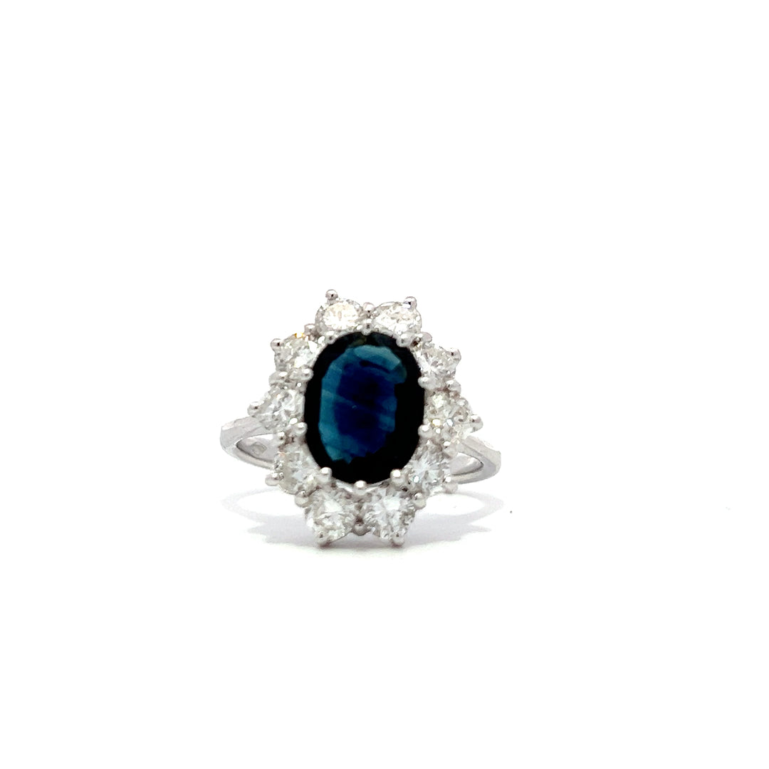 2.70ct Oval cut Blue Sapphire Diamond ring