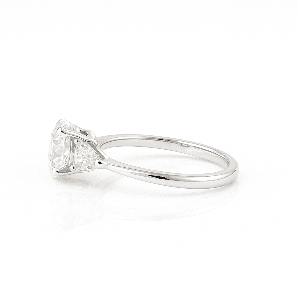 Oval Trilogy Ring 2.08ct E VS1 18K White Gold Lab-Grown