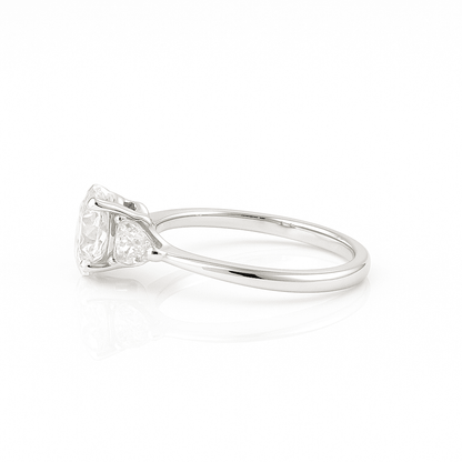 Oval Trilogy Ring 2.08ct E VS1 18K White Gold Lab-Grown