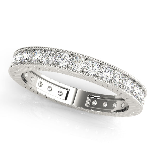 Milgrain Channel Prong Diamond Eternity Wedding Band – 0.87 ct