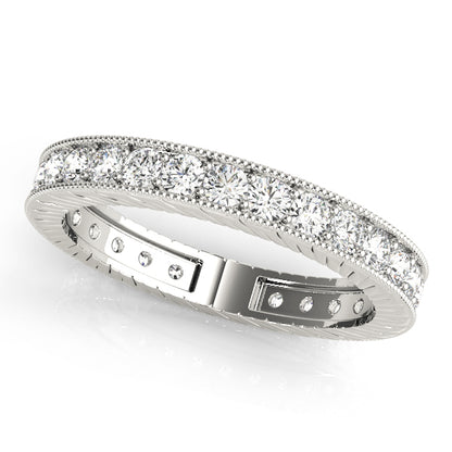 Milgrain Channel Prong Diamond Eternity Wedding Band – 0.87 ct