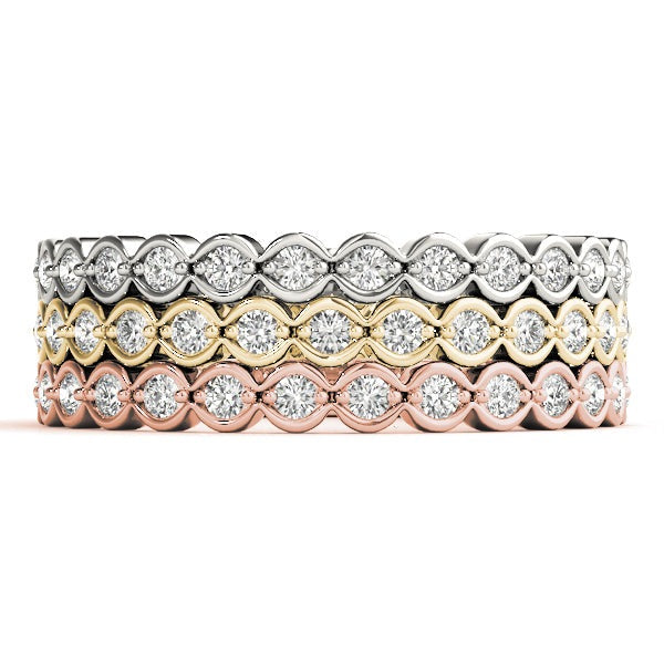 Scalloped Bezel-Set Diamond Stackable Band – 0.22 ct