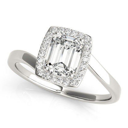 Adele Emerald Cut Hidden Halo Engagement Ring