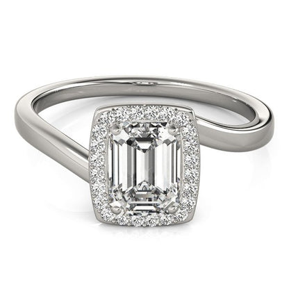 Adele Emerald Cut Hidden Halo Engagement Ring
