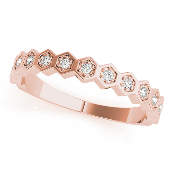Hexagon Diamond Stackable Wedding Band – 0.10 ct