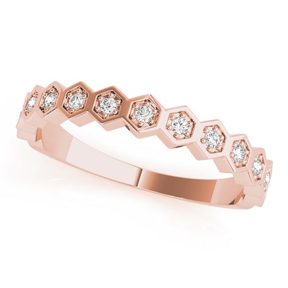 Hexagon Diamond Stackable Wedding Band – 0.10 ct