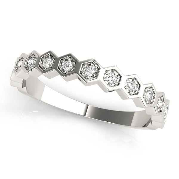 Hexagon Diamond Stackable Wedding Band – 0.10 ct