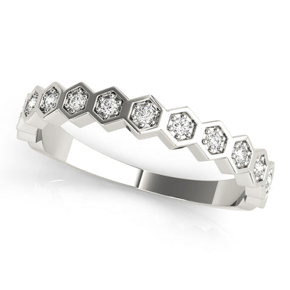 Hexagon Diamond Stackable Wedding Band – 0.10 ct