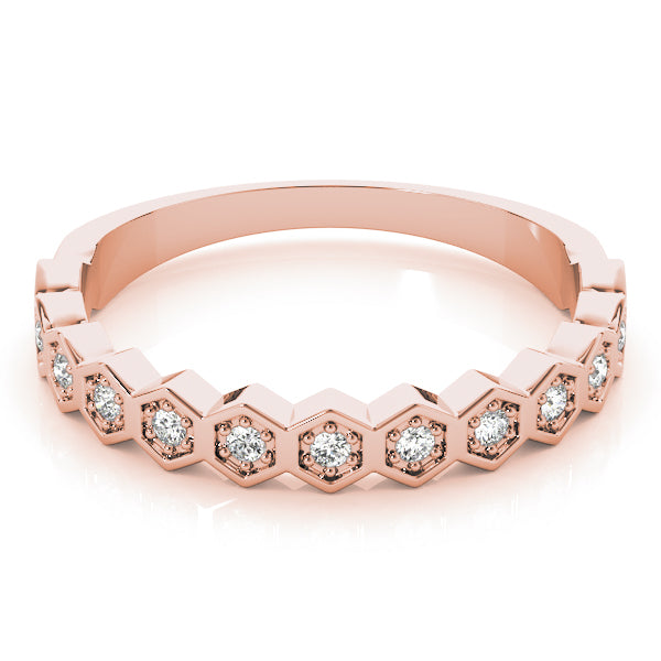 Hexagon Diamond Stackable Wedding Band – 0.10 ct