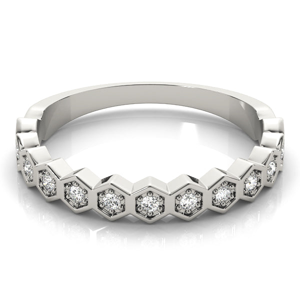 Hexagon Diamond Stackable Wedding Band – 0.10 ct