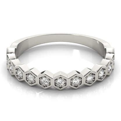 Hexagon Diamond Stackable Wedding Band – 0.10 ct