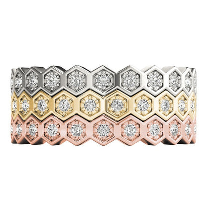 Hexagon Diamond Stackable Wedding Band – 0.10 ct