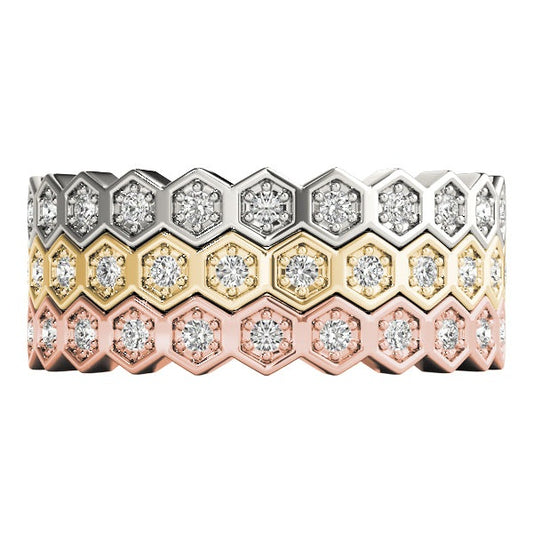 Hexagon Diamond Stackable Wedding Band – 0.10 ct