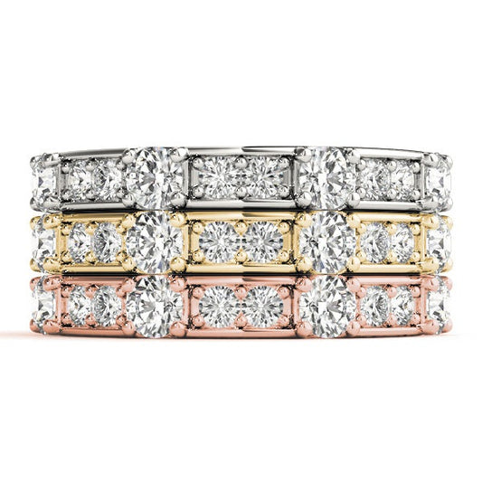 Channel-in-Prong Diamond Stackable Wedding Band – 0.58 ct