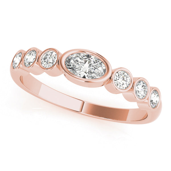 Bezel-Set Oval Diamond Stackable Wedding Band – 0.49 ct