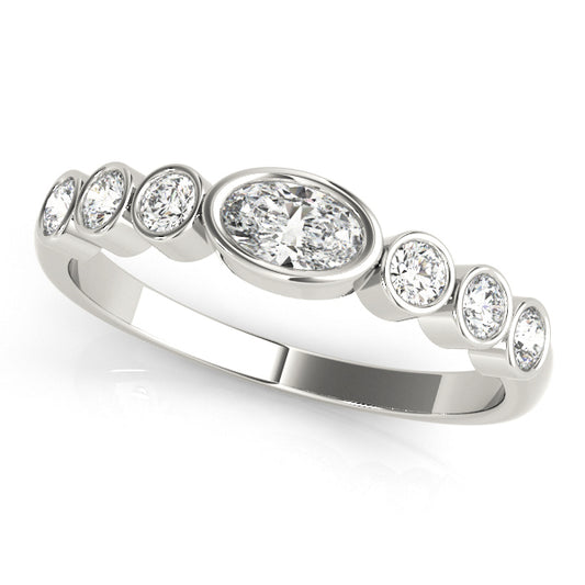 Bezel-Set Oval Diamond Stackable Wedding Band – 0.49 ct